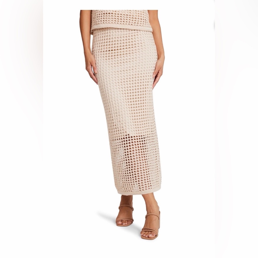 Steve Madden Knit Midi Skirt in Beige